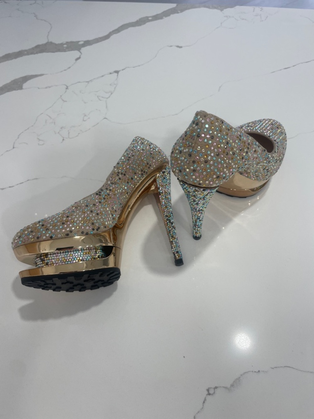 Gianmarco Lorenzi Women's Glitter heels Multicolor stones sparkly - Picture 7 of 16